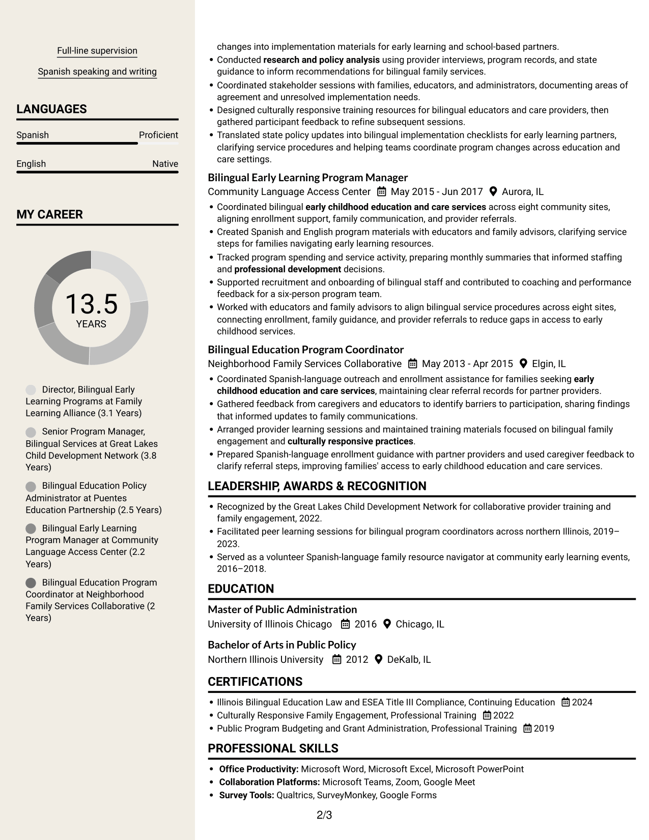 Resume example — page 2