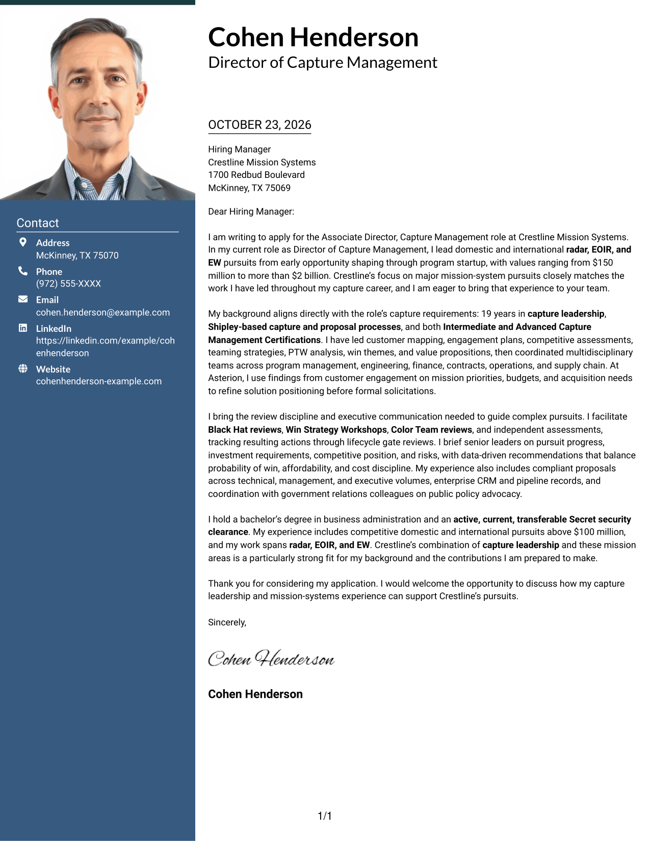 Cover letter example — page 1