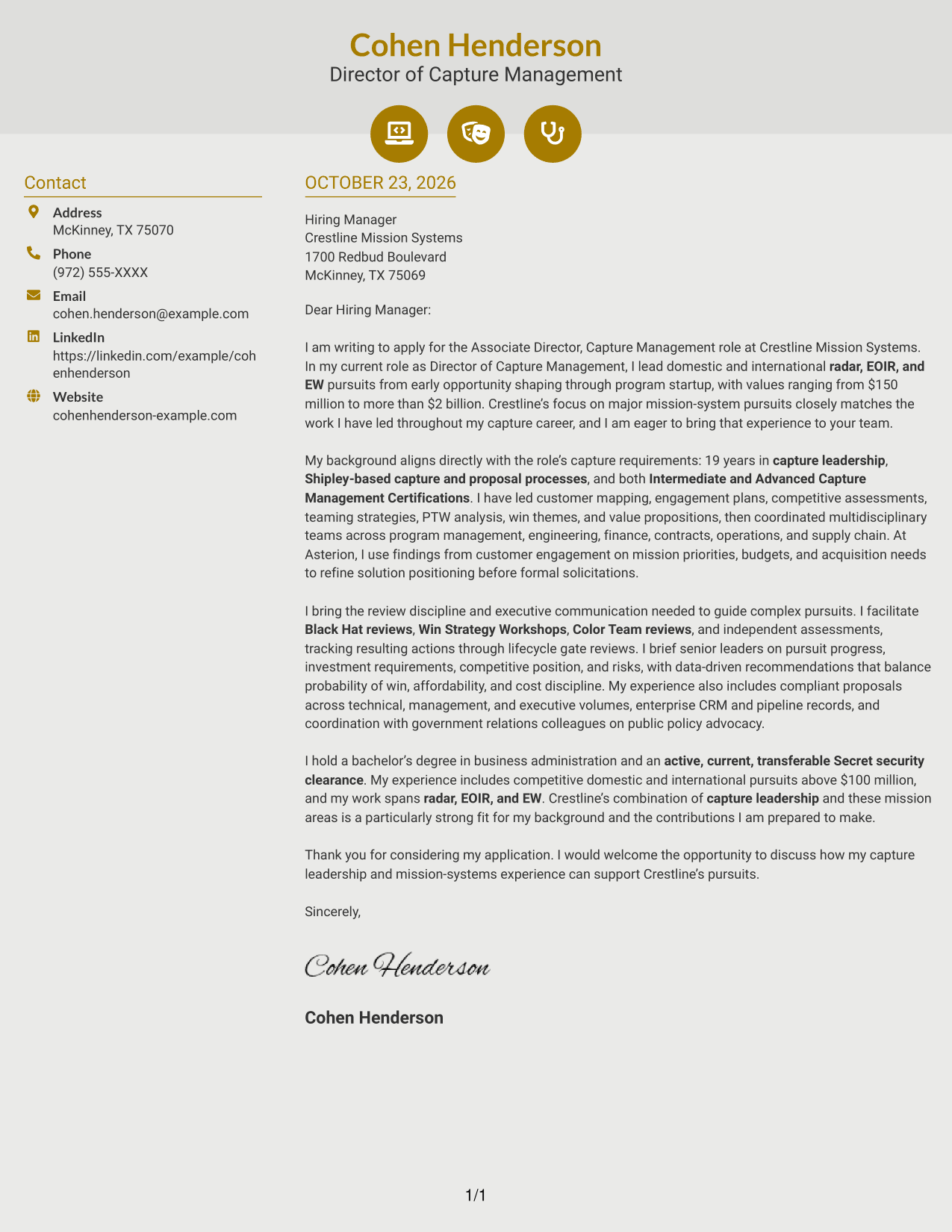 Cover letter example — page 1