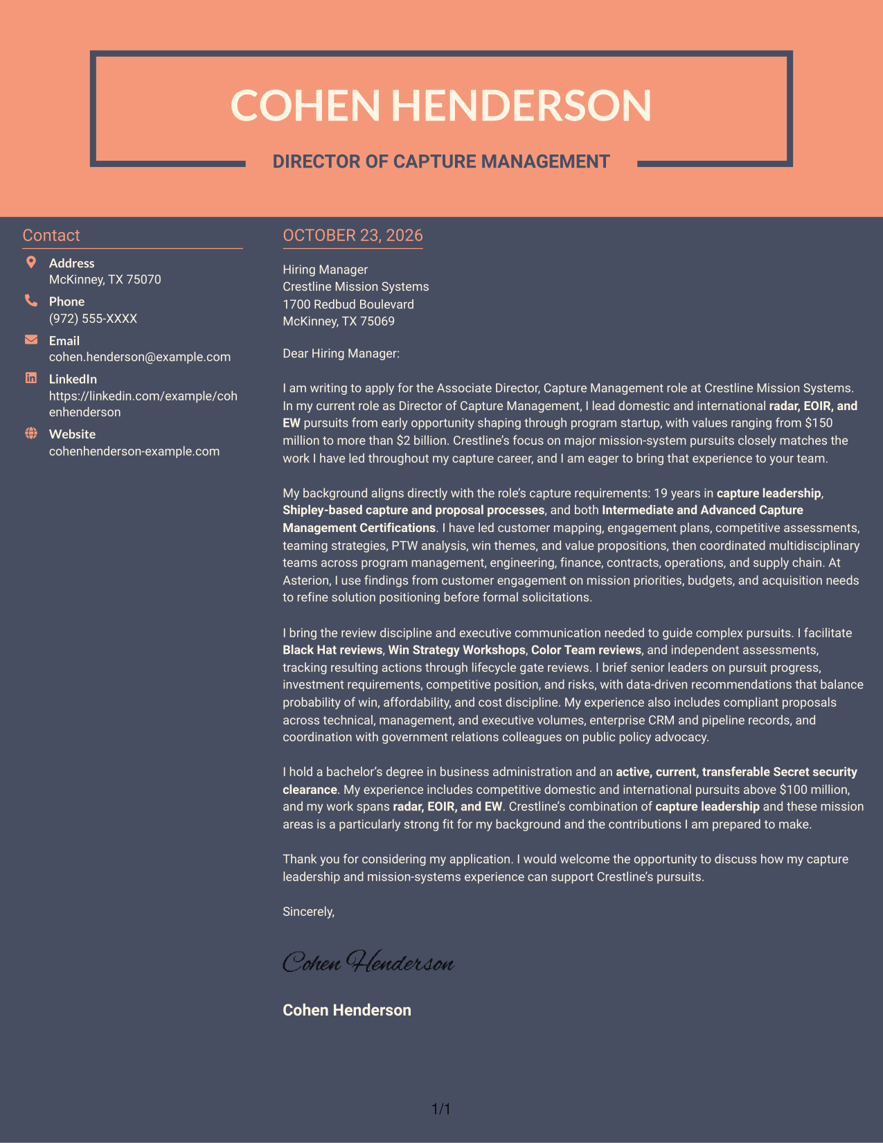 Cover letter example — page 1