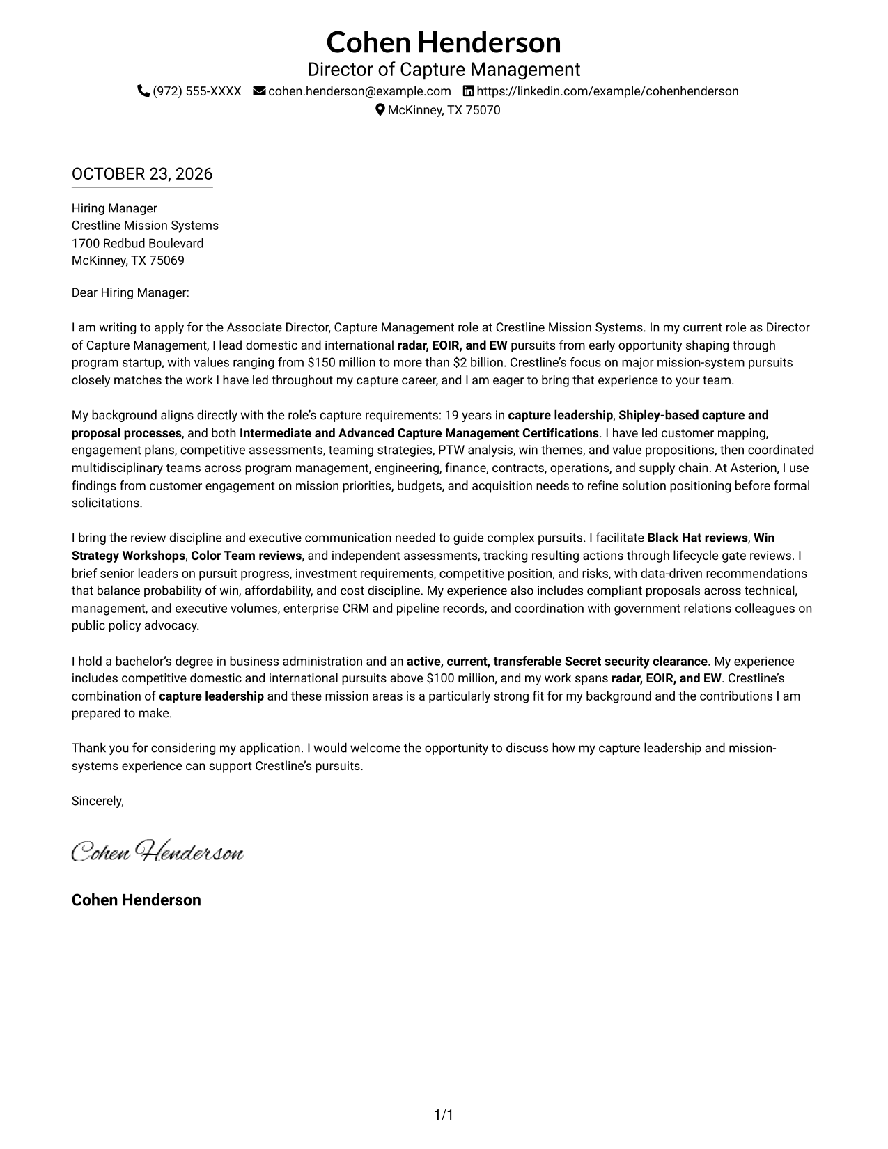 Cover letter example — page 1