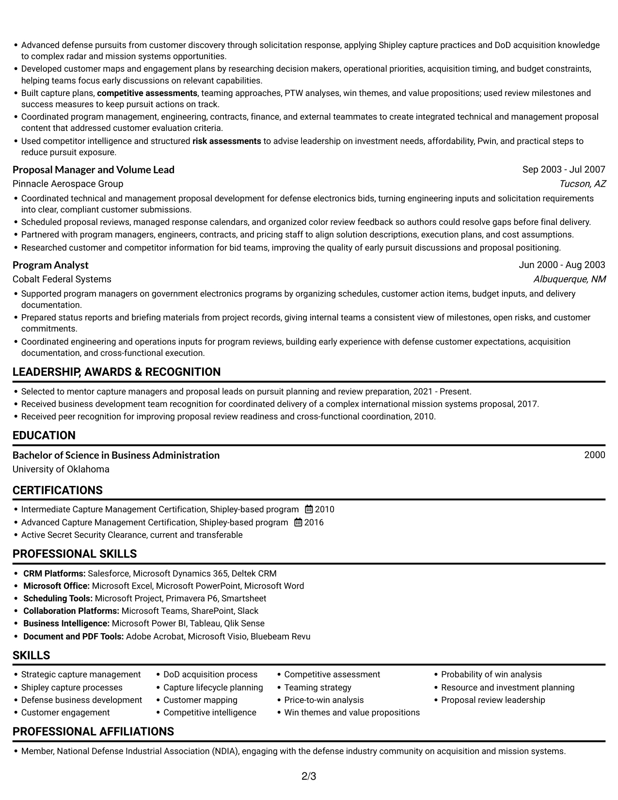 Resume example — page 2