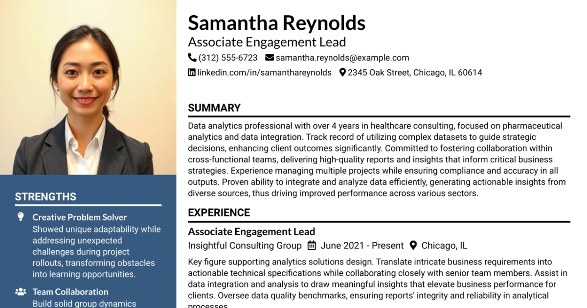 33 Associate Engagement Lead - Analytics Resume Templates with Example 2026 (ATS-Optimized)