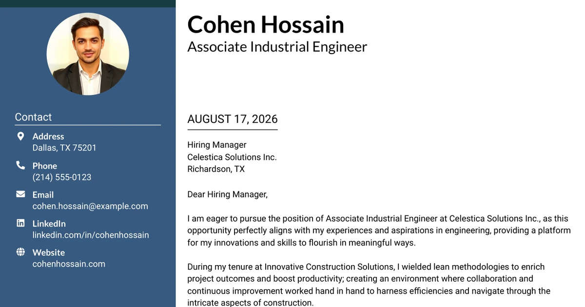 30+ Associate Industrial Engineer Cover Letter Templates with Example 2026