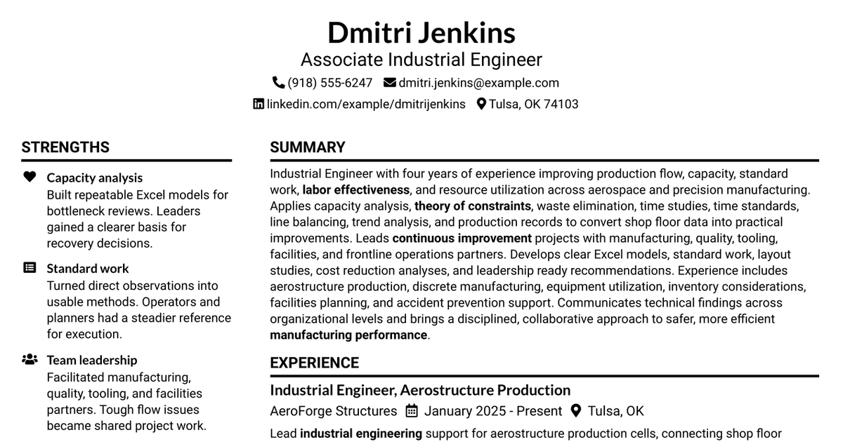 7 Associate Industrial Engineer Resume Templates with Example
