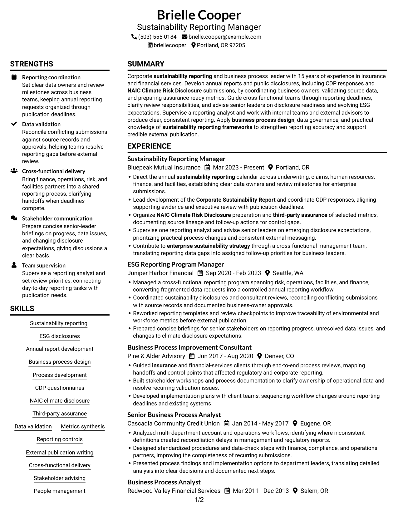 Resume example — page 1