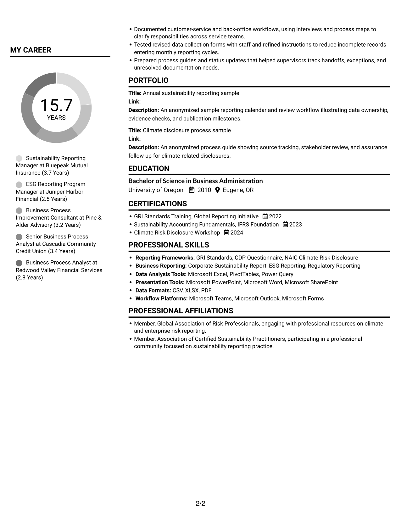 Resume example — page 2