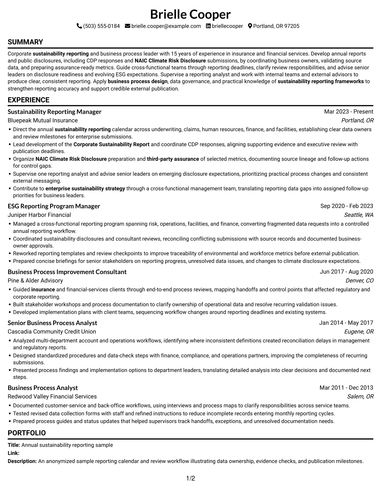 Resume example — page 1