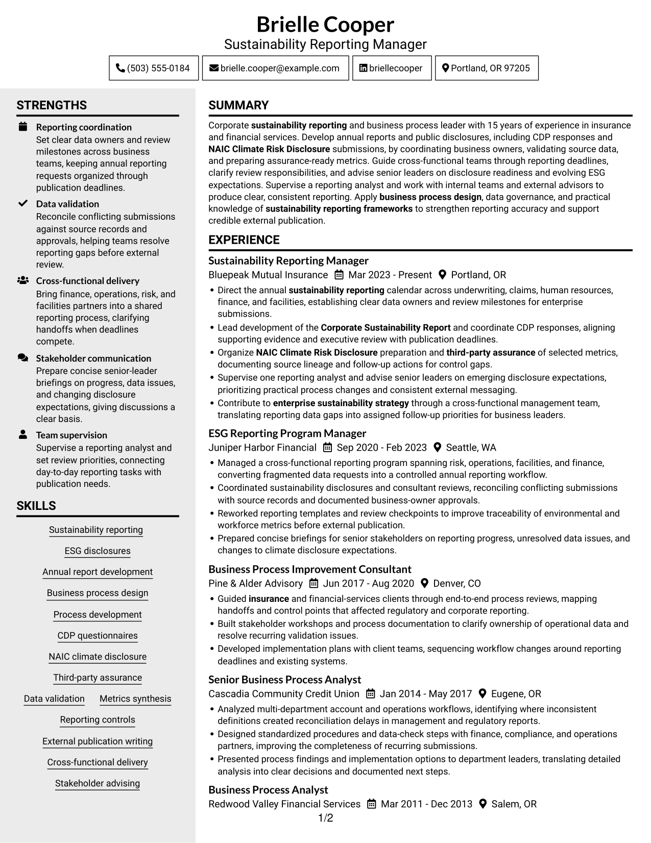 Resume example — page 1