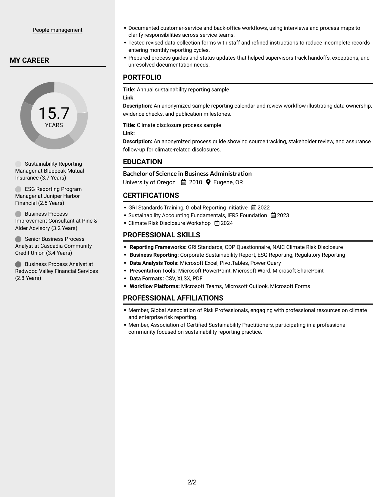 Resume example — page 2