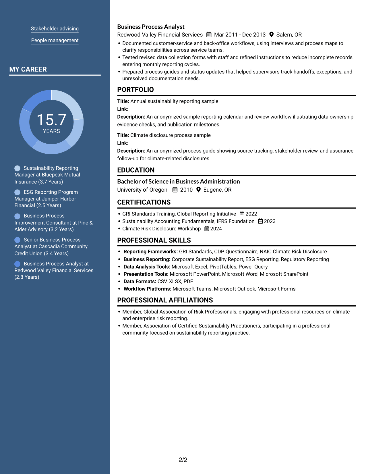 Resume example — page 2