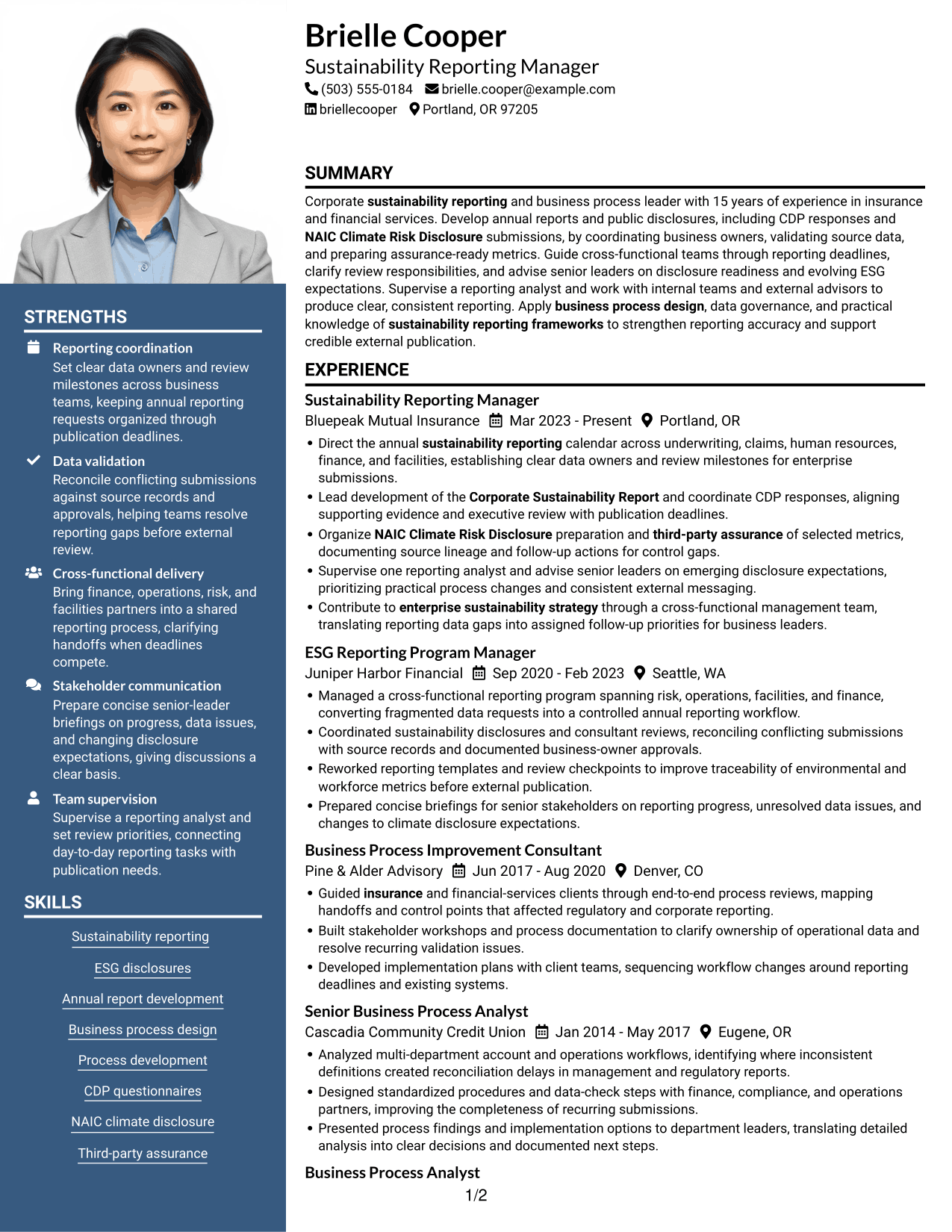 Resume example — page 1