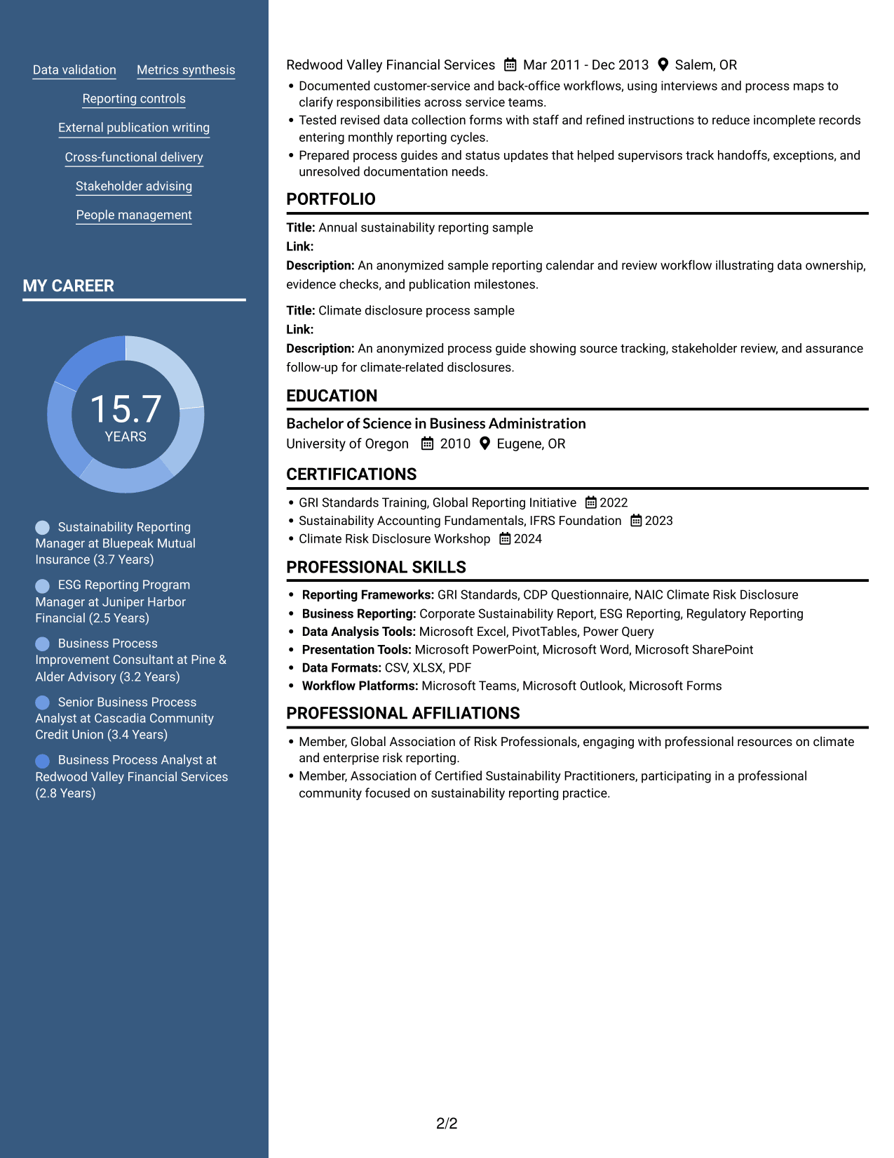 Resume example — page 2