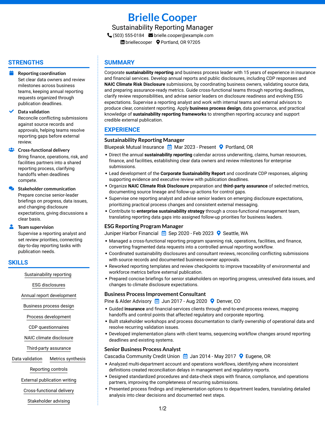 Resume example — page 1