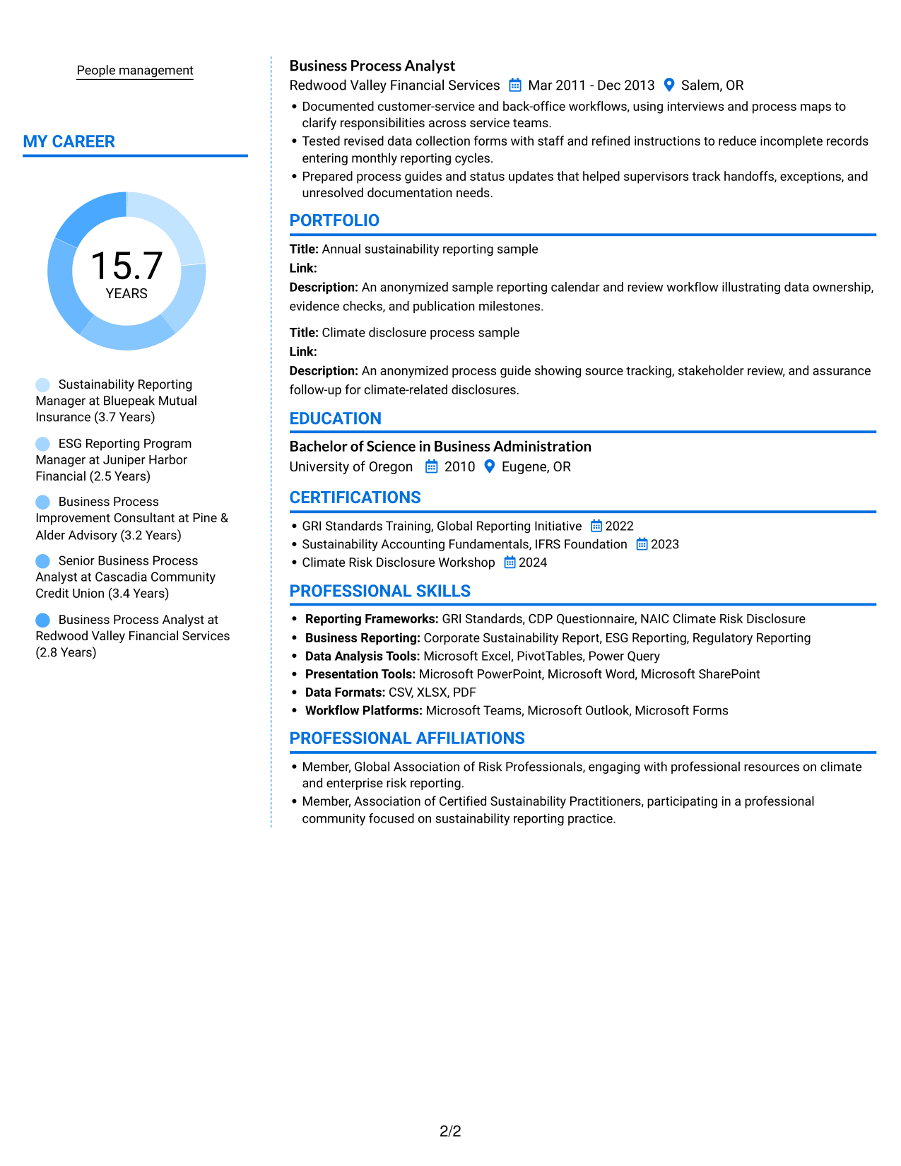 Resume example — page 2