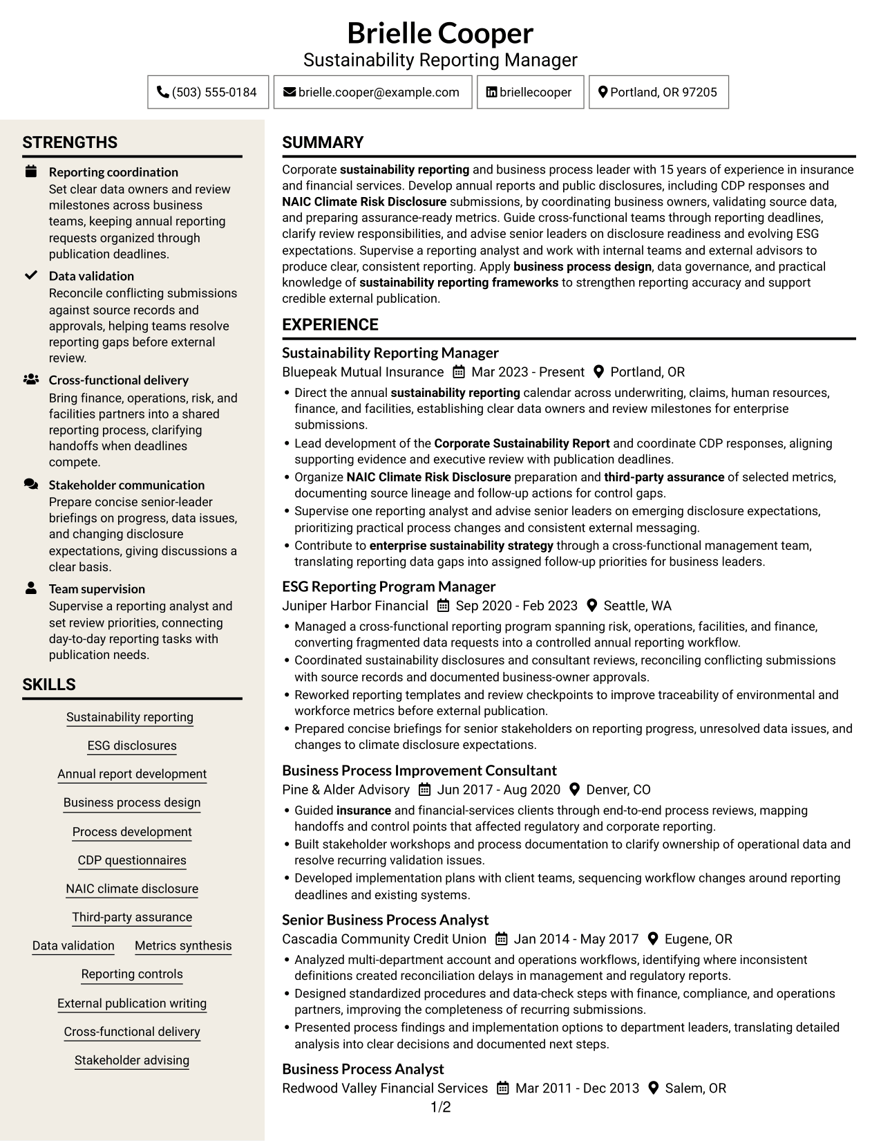 Resume example — page 1