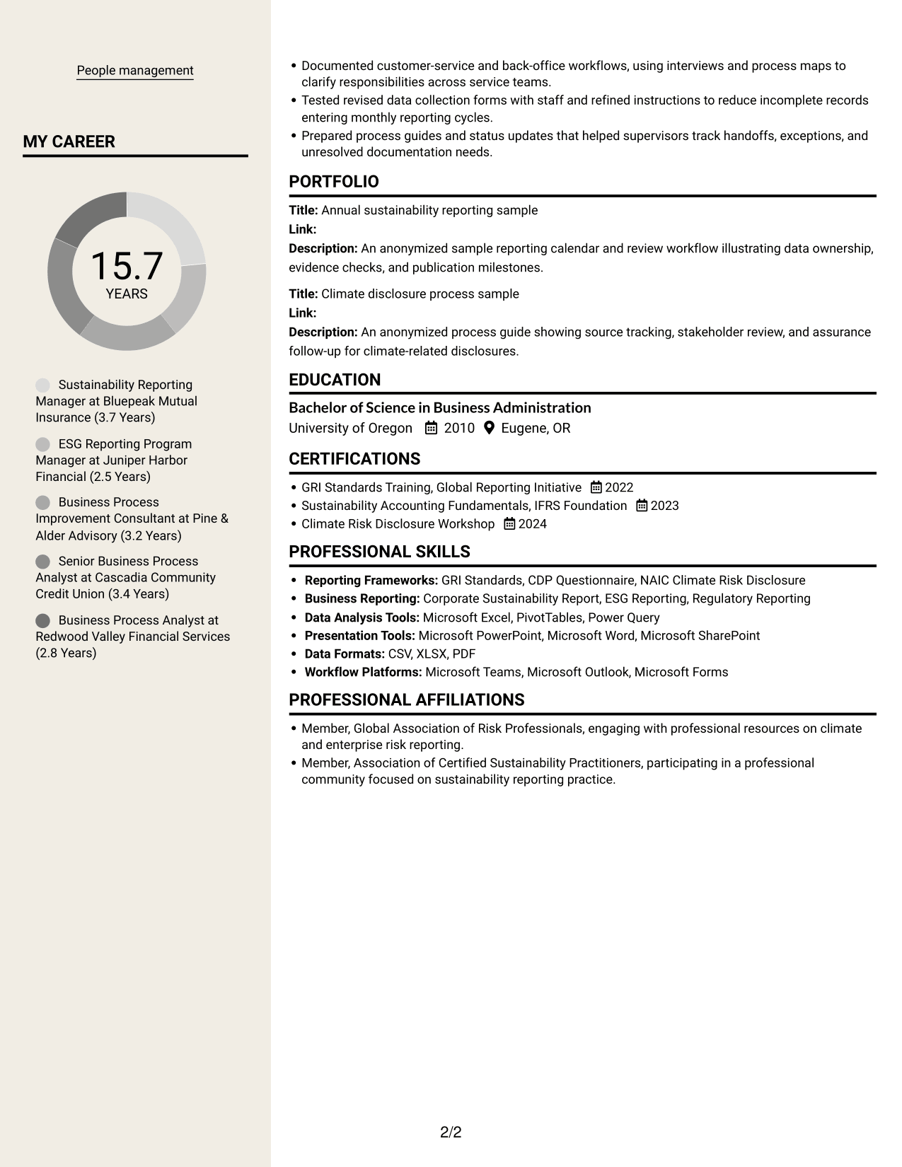 Resume example — page 2