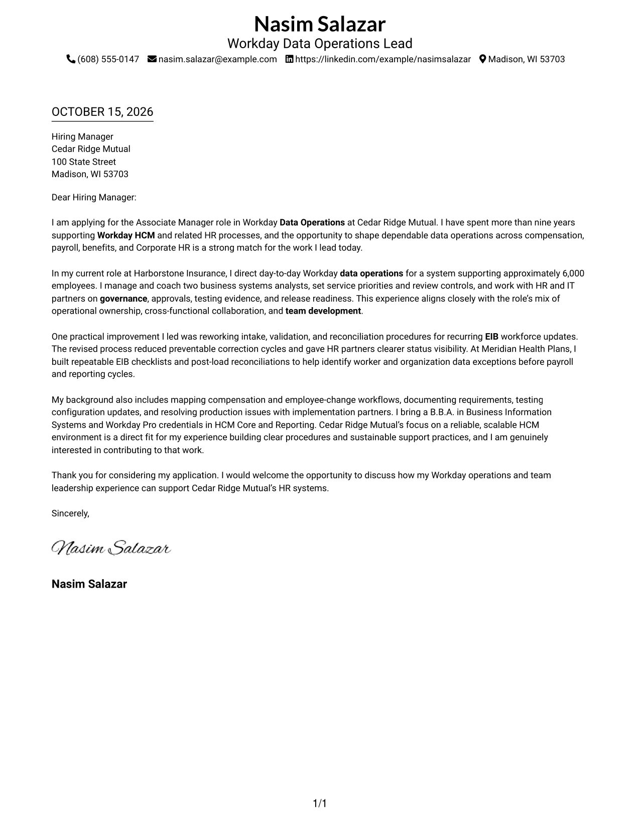 Cover letter example — page 1