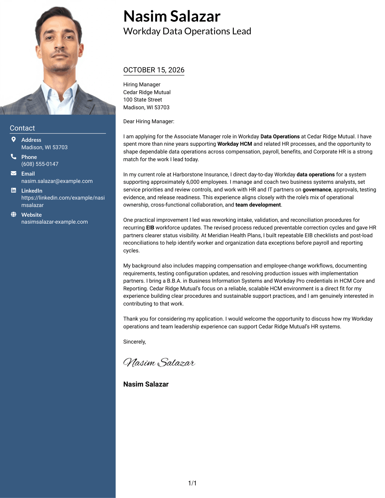 Cover letter example — page 1