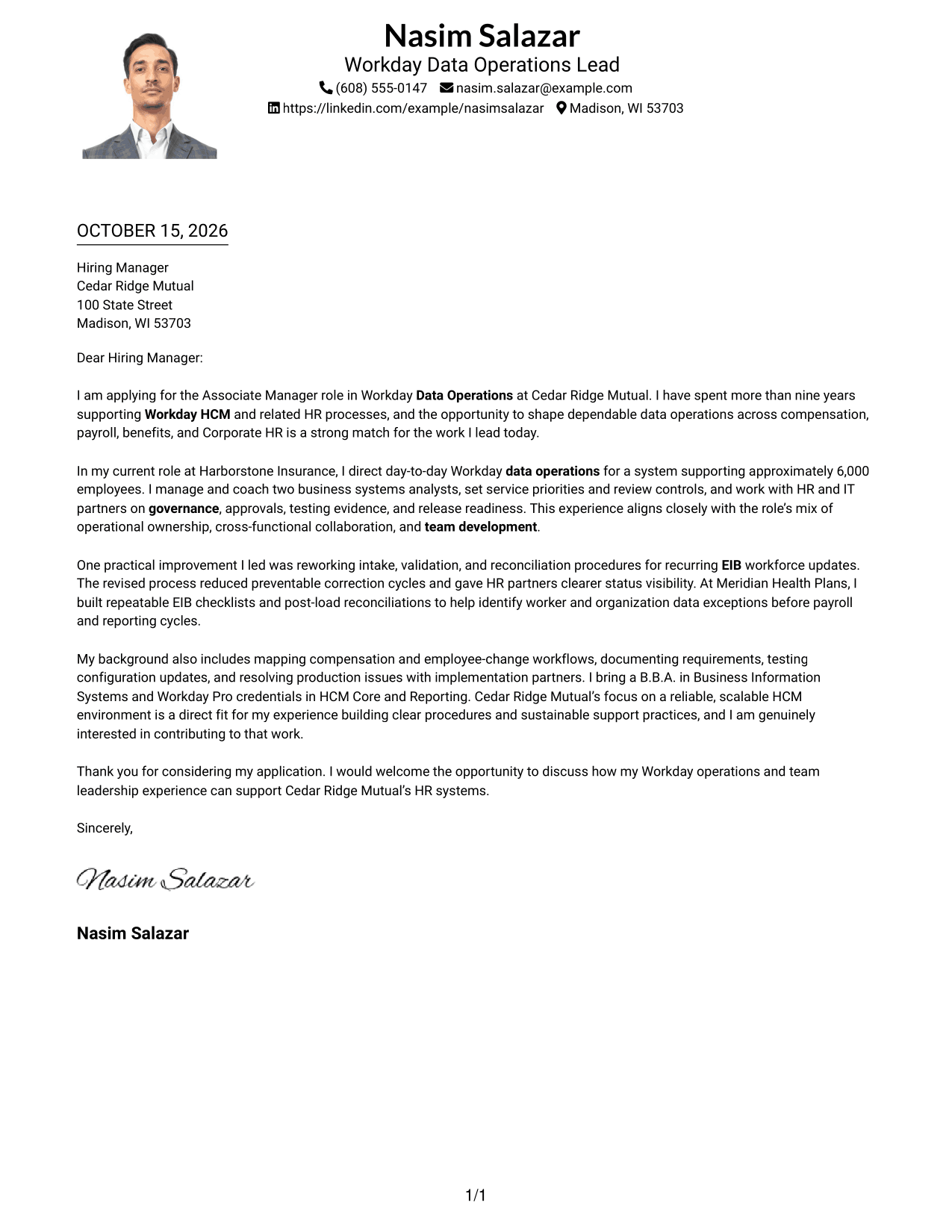 Cover letter example — page 1