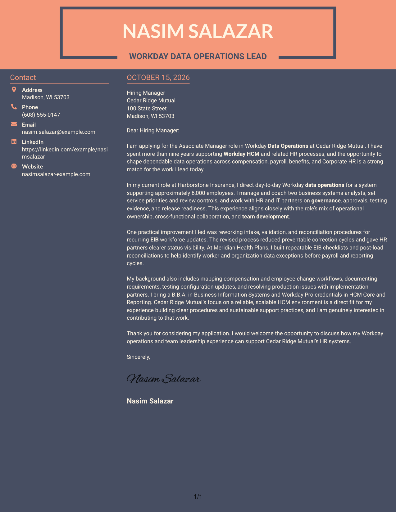 Cover letter example — page 1