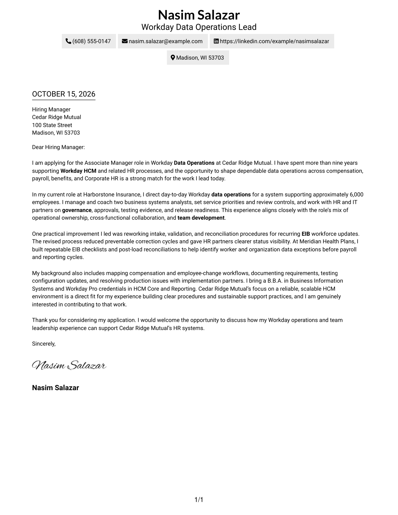 Cover letter example — page 1