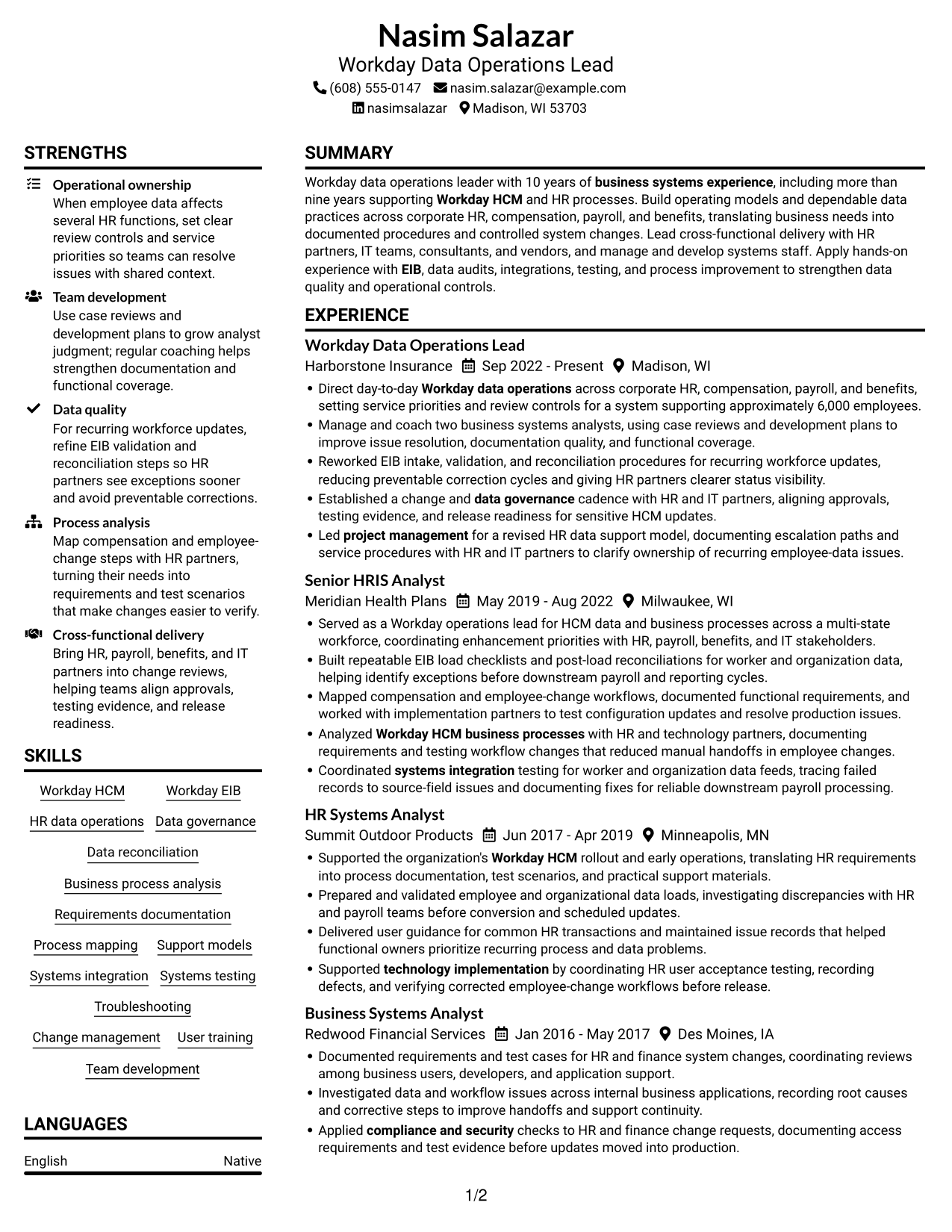 Resume example — page 1