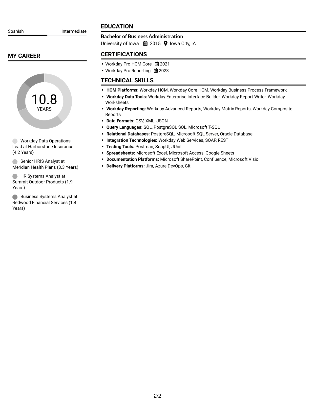Resume example — page 2