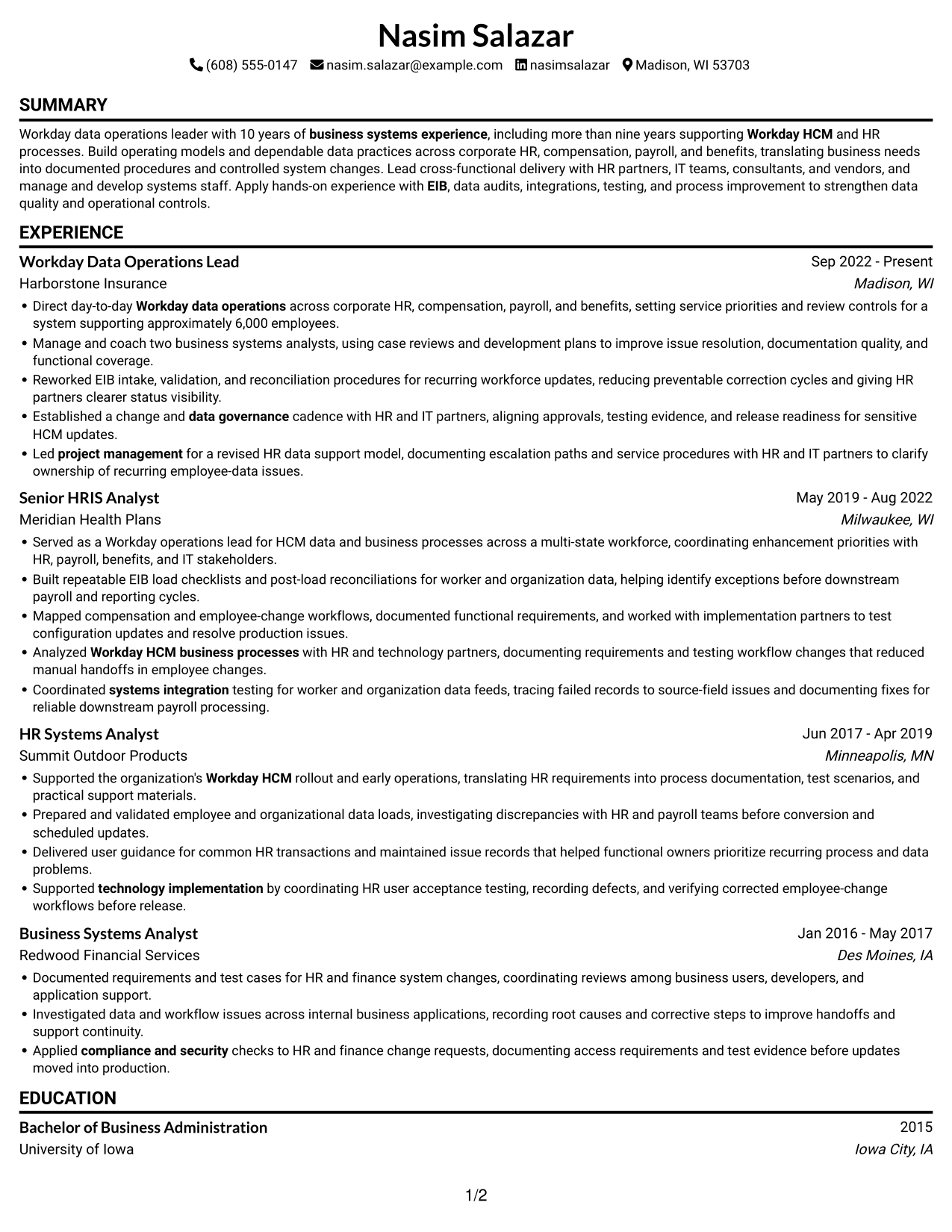 Resume example — page 1
