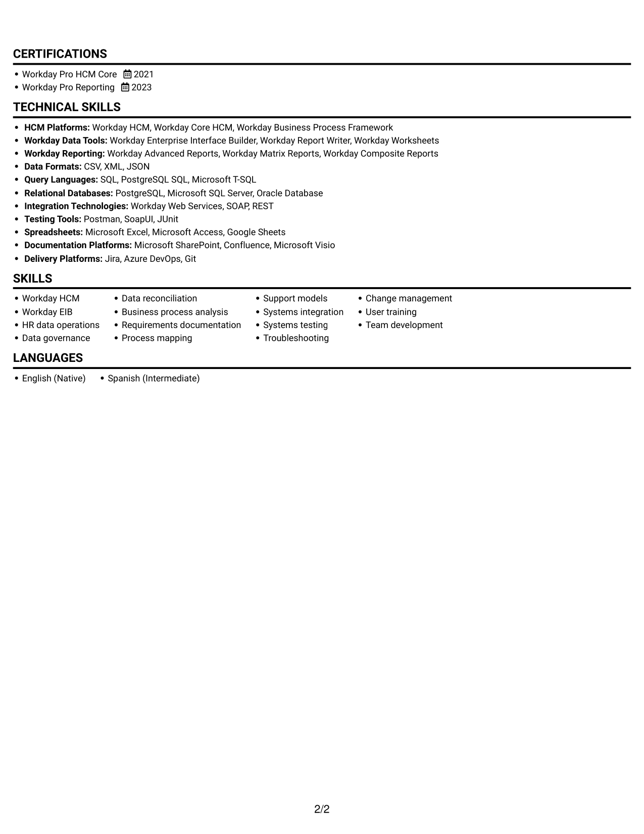 Resume example — page 2