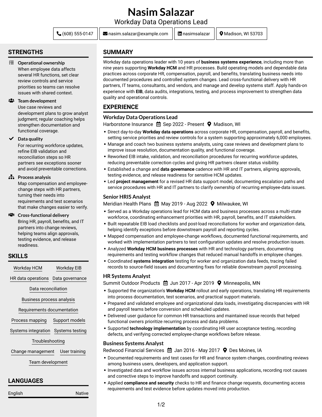 Resume example — page 1