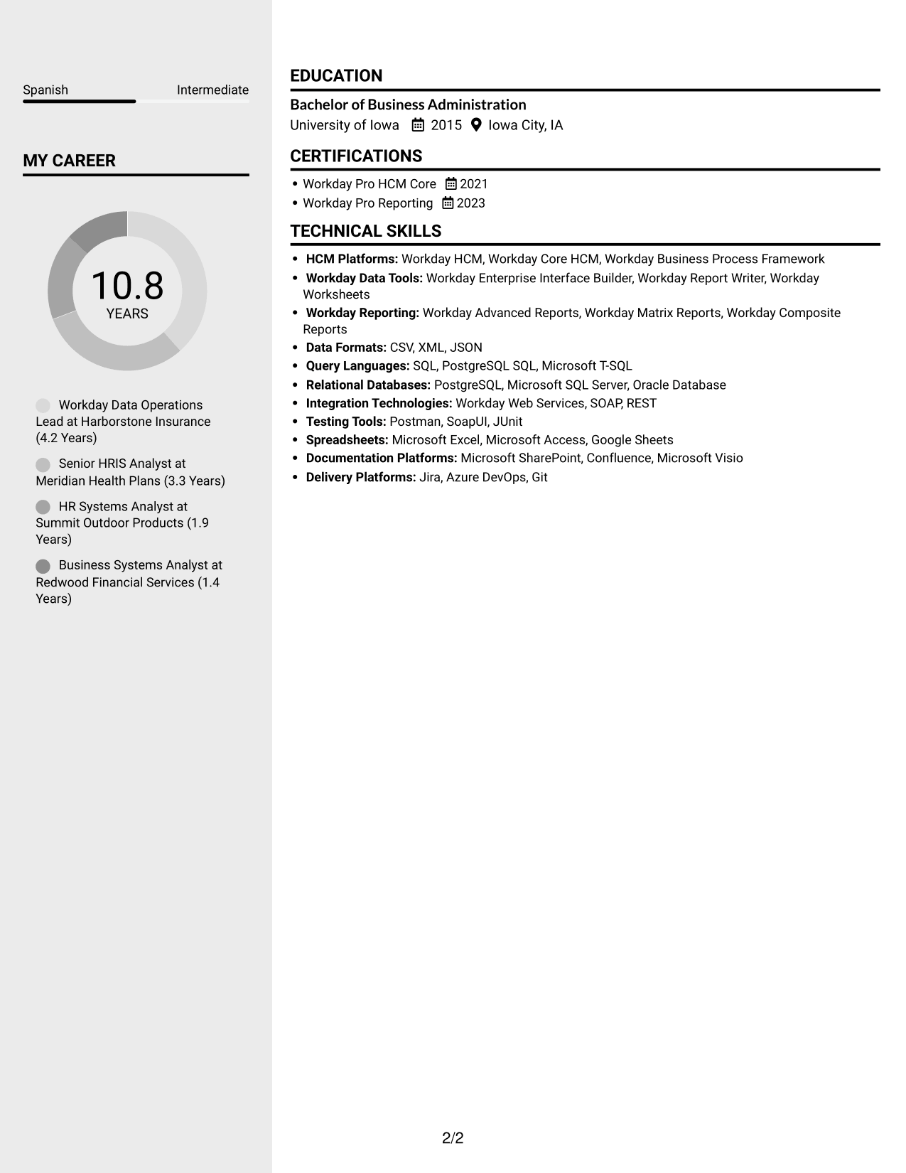 Resume example — page 2