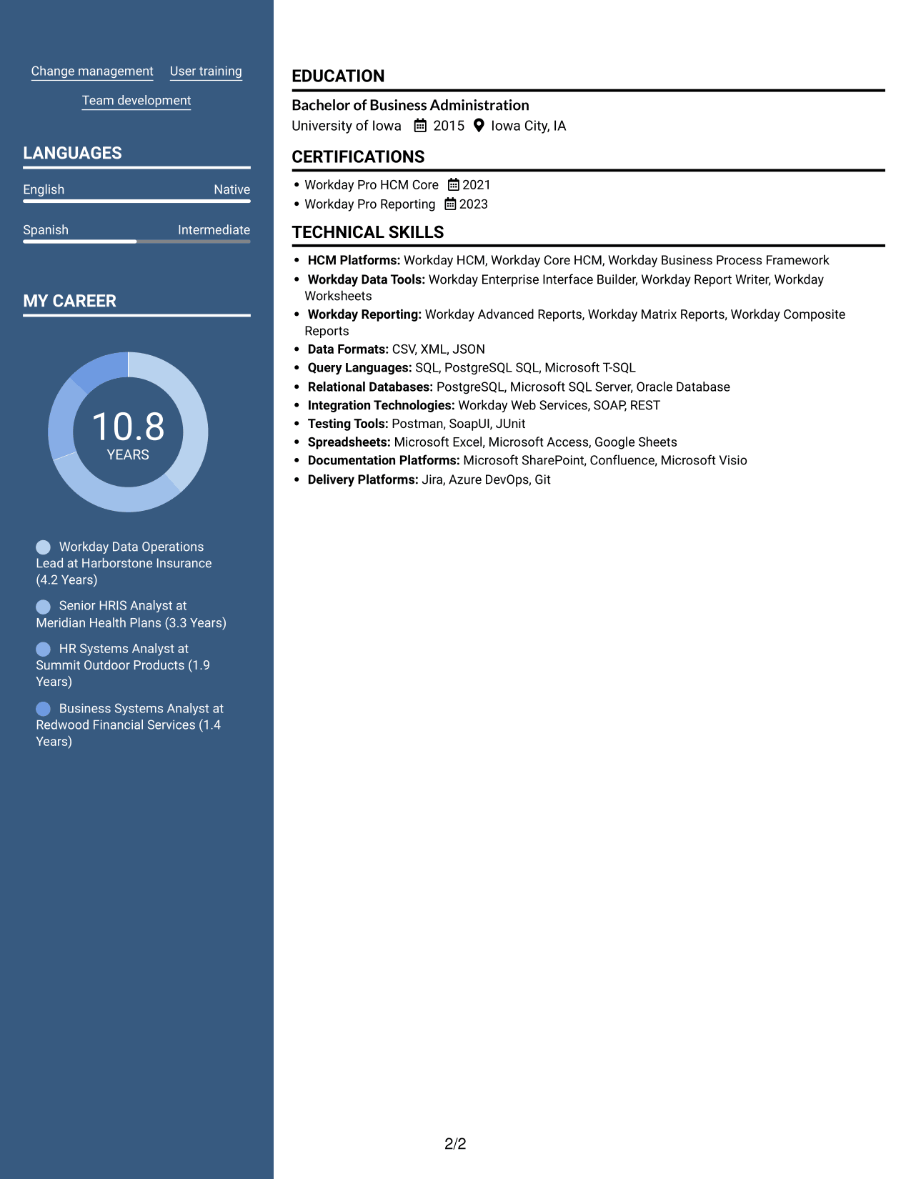 Resume example — page 2