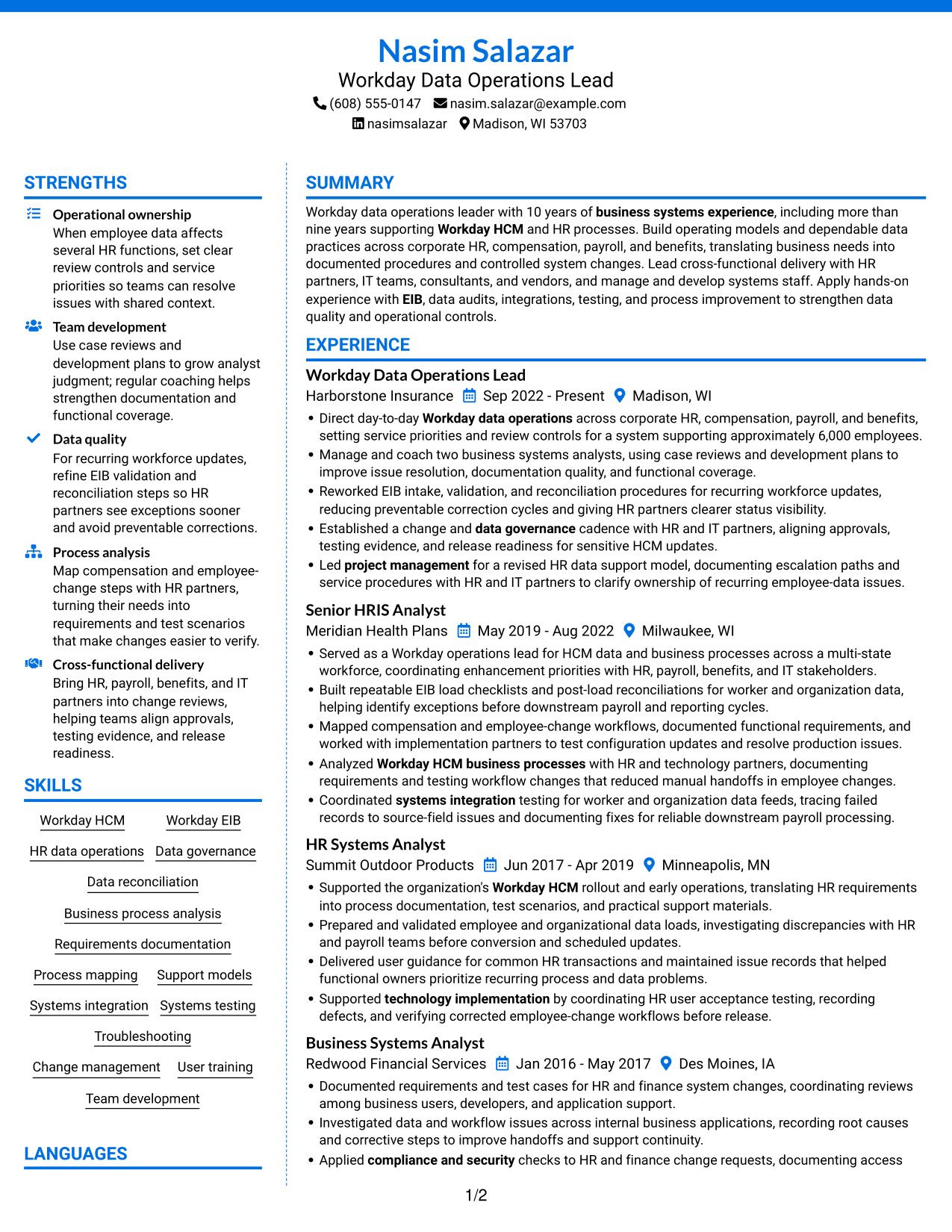 Resume example — page 1