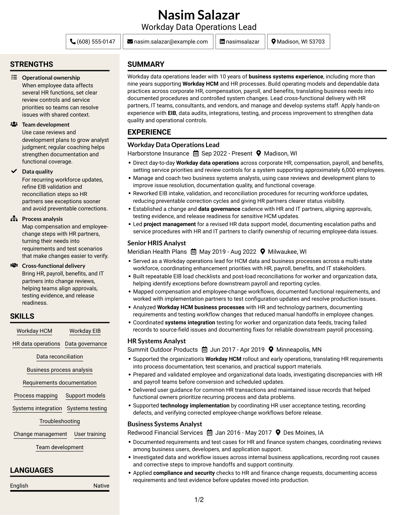 Resume example — page 1