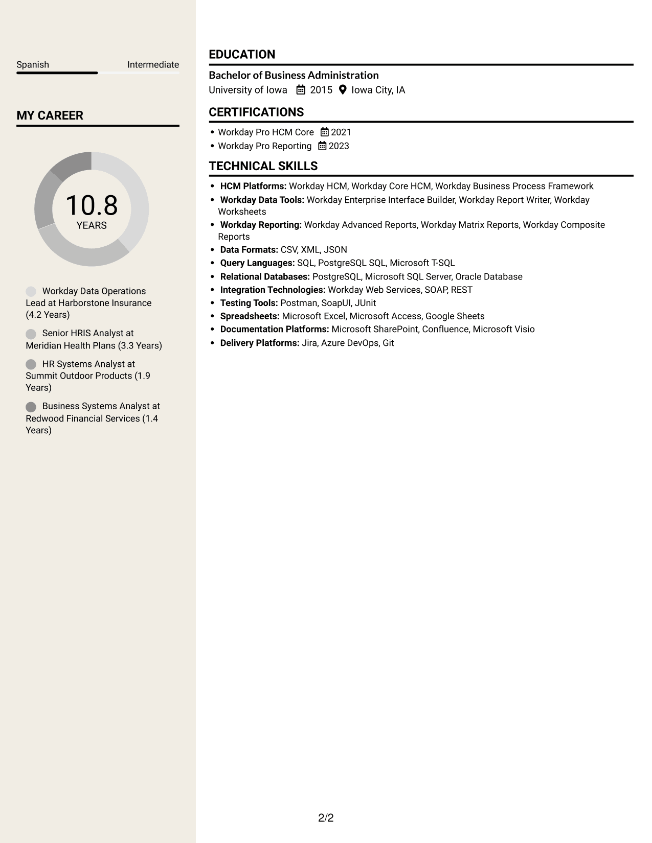 Resume example — page 2
