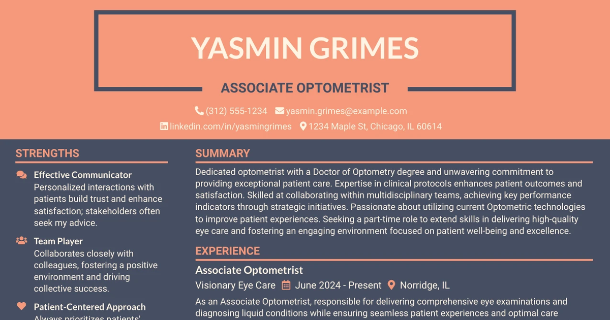 33 Associate Optometrist Resume Templates with Example 2026 (ATS-Optimized)