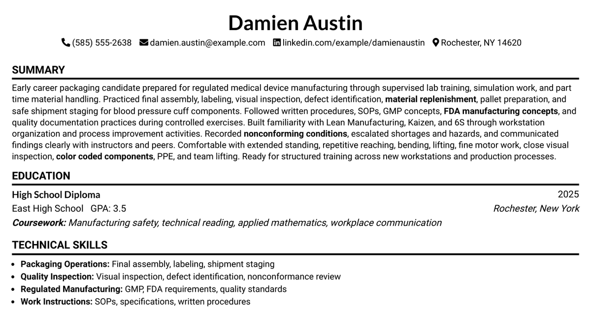 7 Associate, Packaging Resume Templates with Example