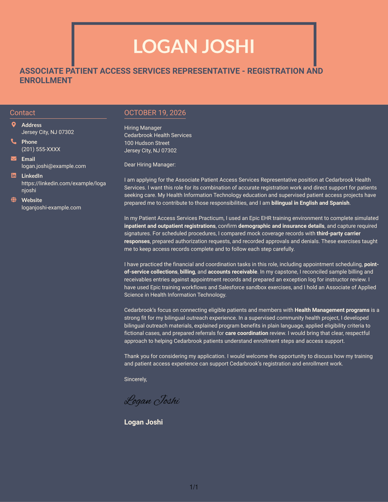 Cover letter example — page 1