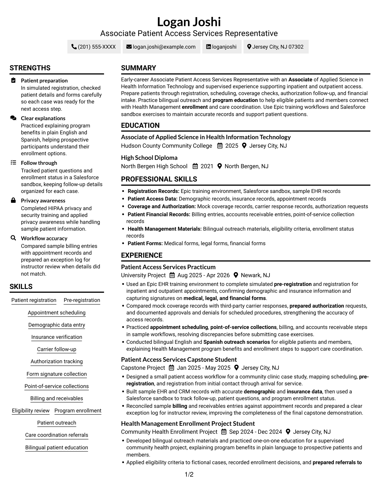 Resume example — page 1