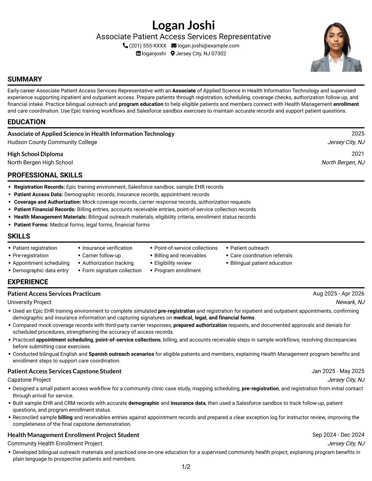Resume example — page 1
