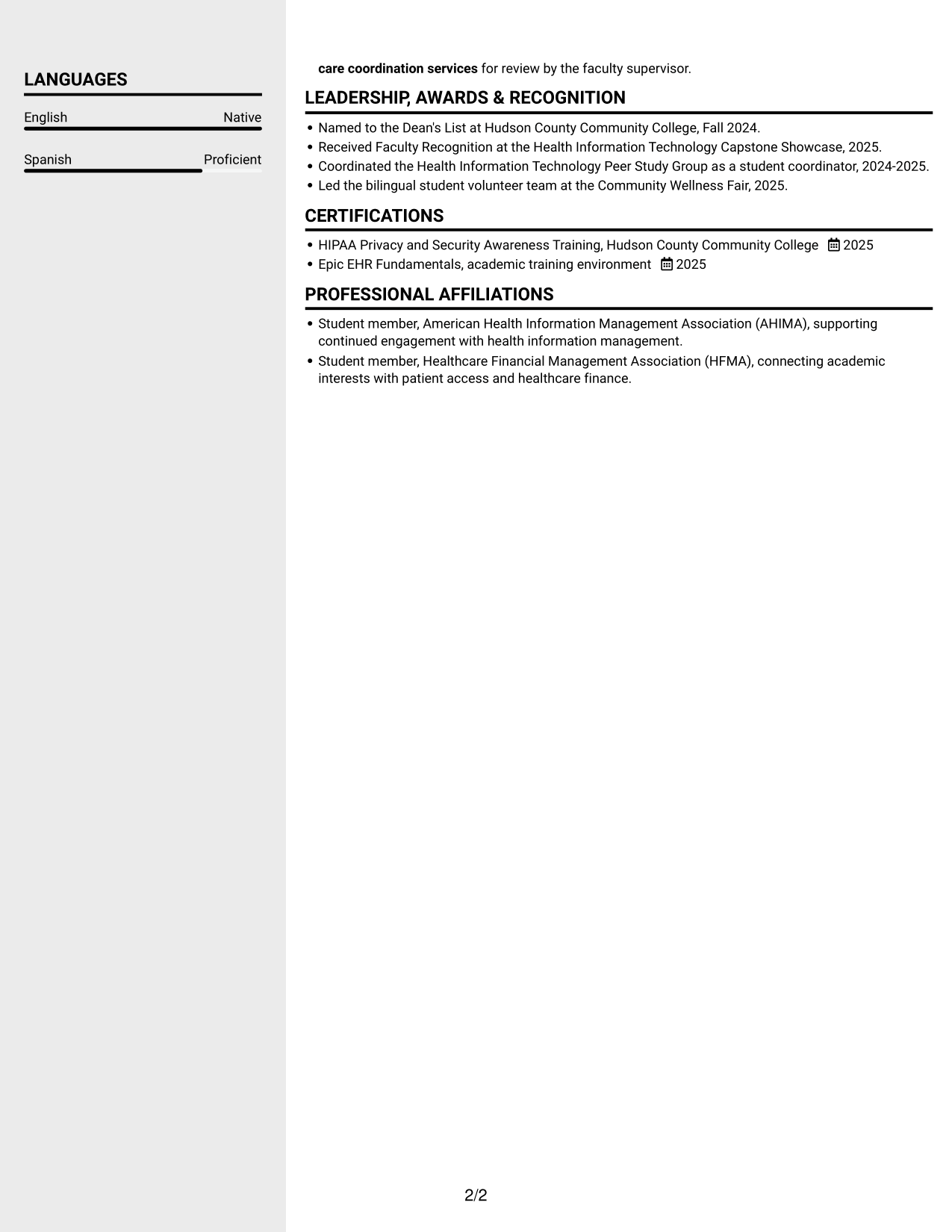 Resume example — page 2