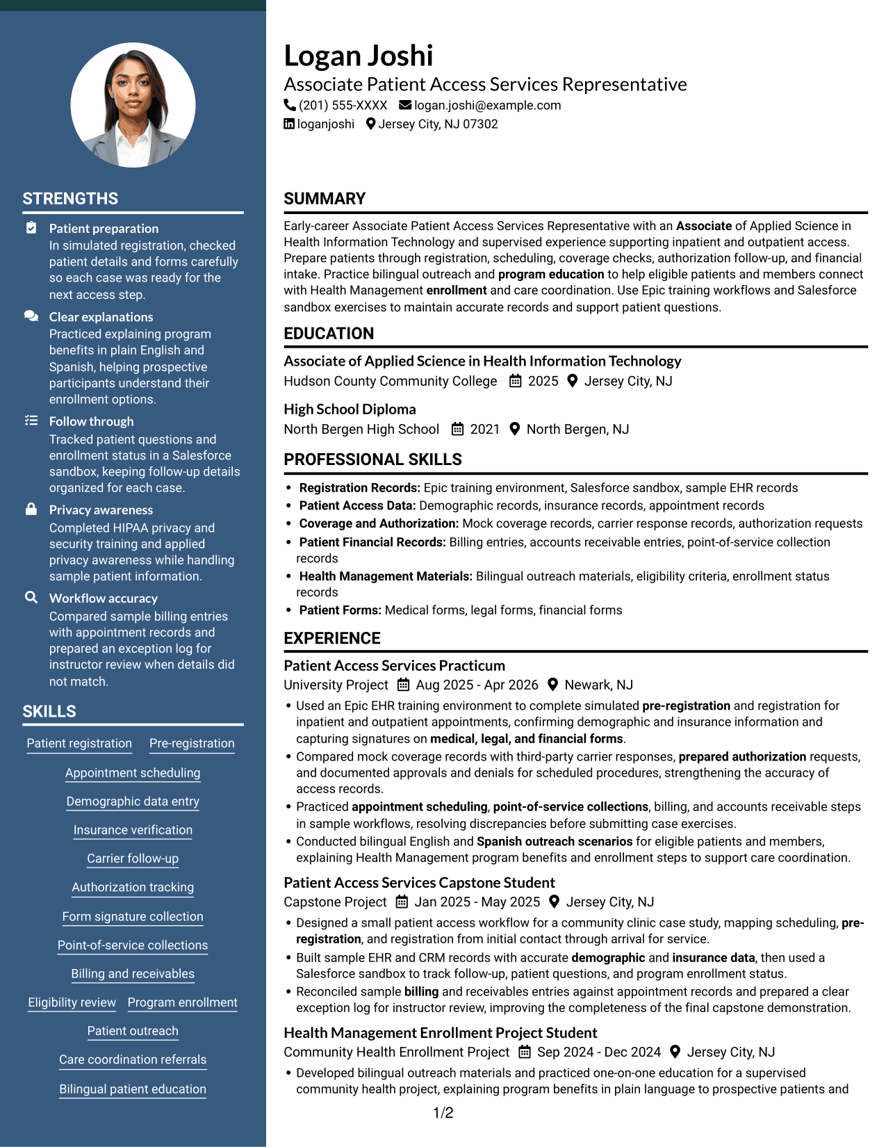 Resume example — page 1