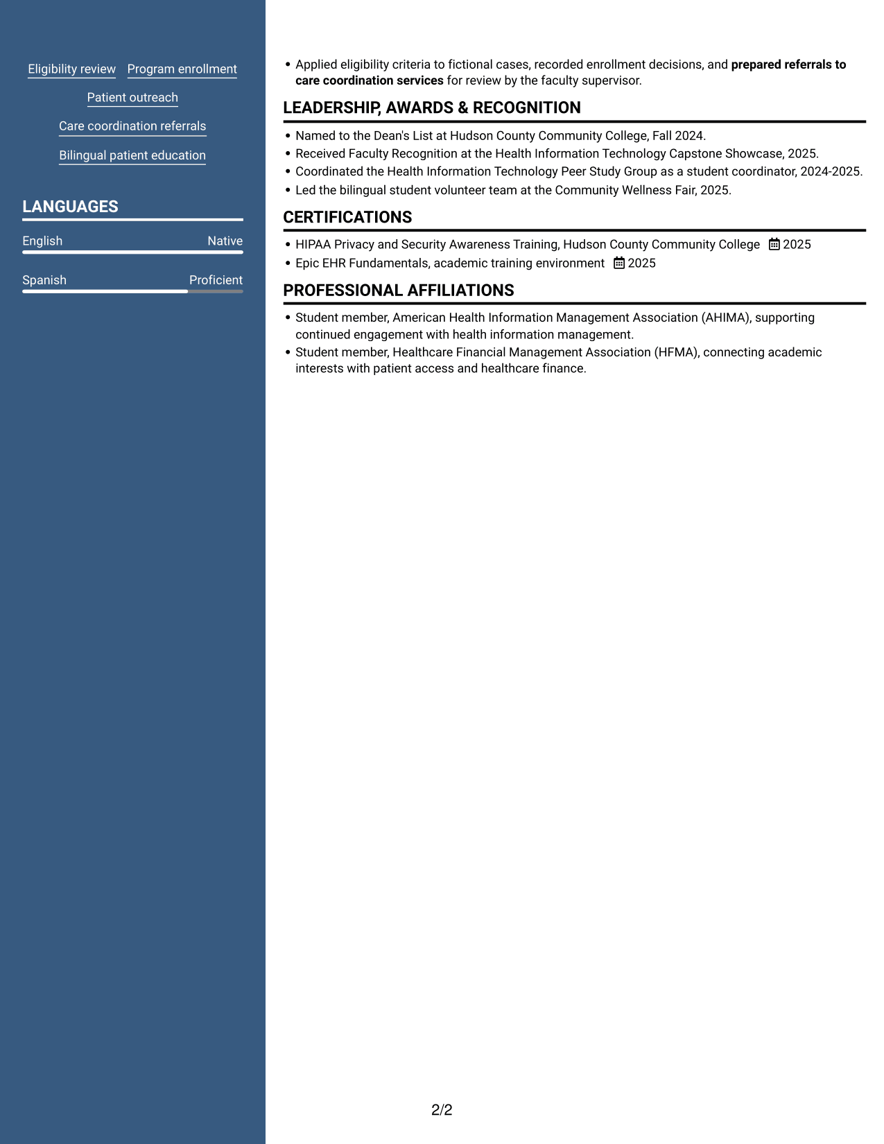 Resume example — page 2