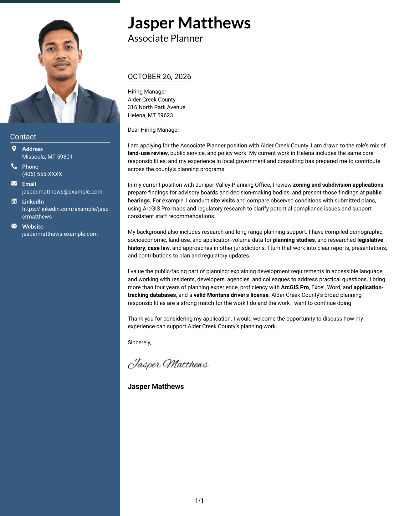 Cover letter example — page 1