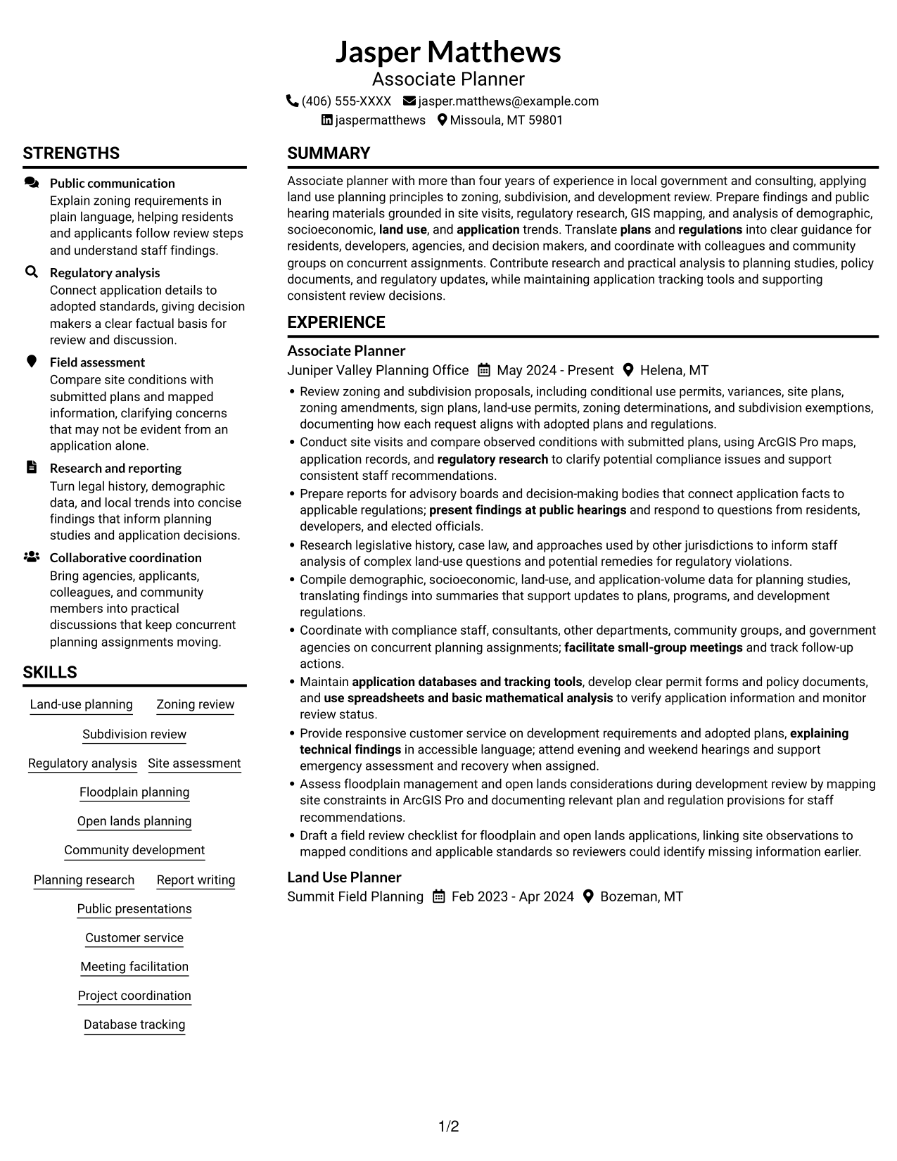 Resume example — page 1