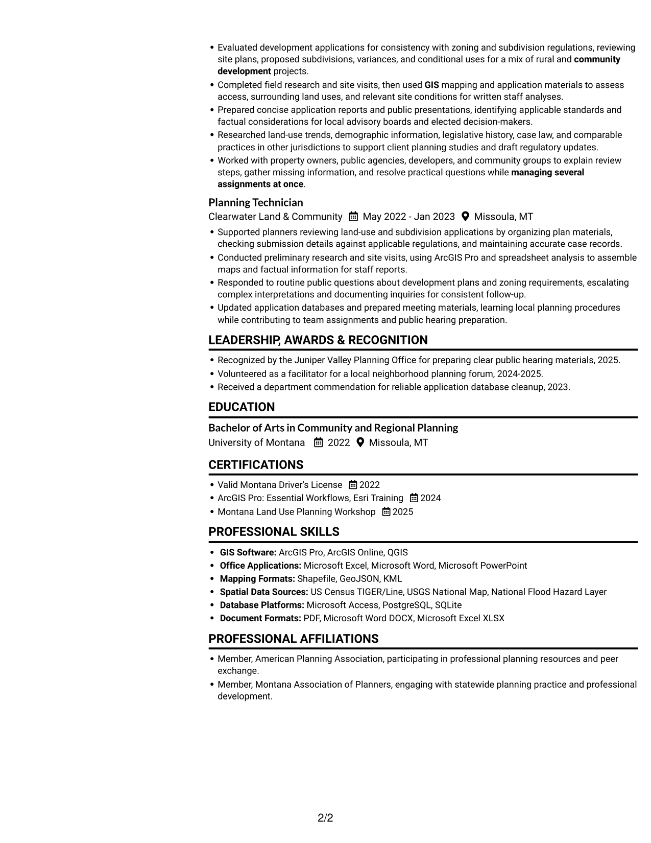 Resume example — page 2