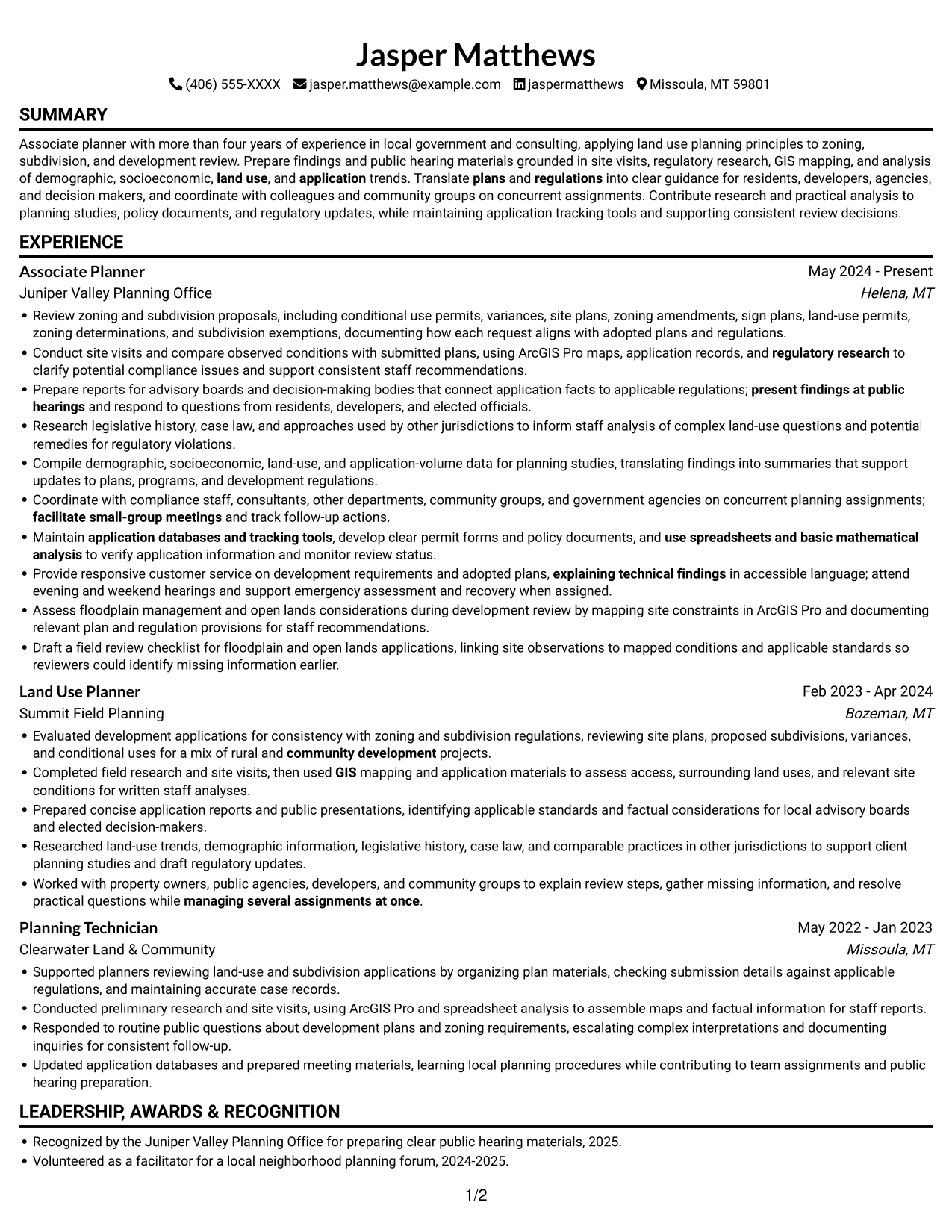 Resume example — page 1