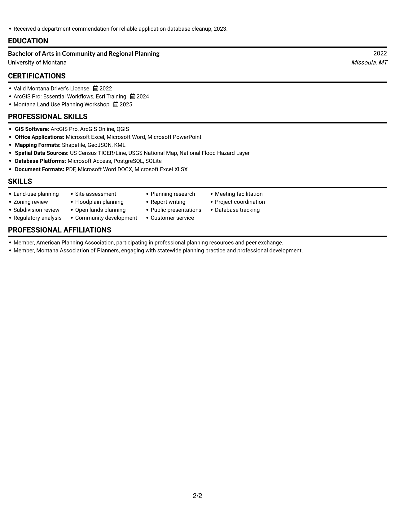 Resume example — page 2