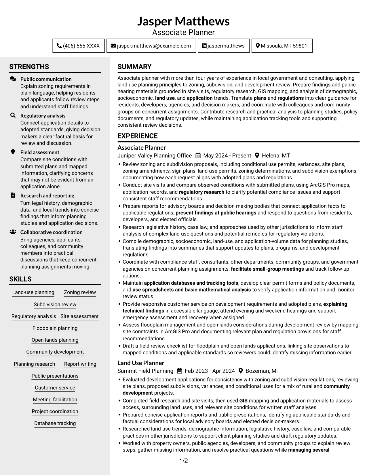 Resume example — page 1